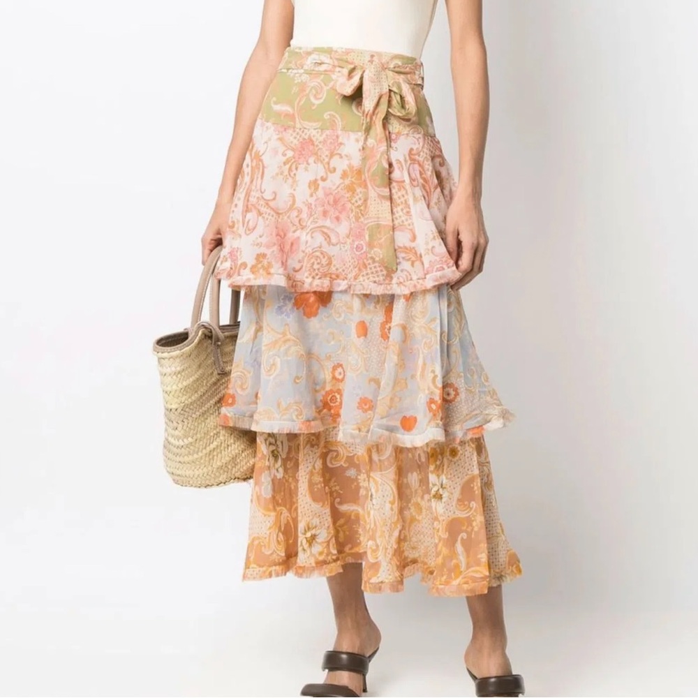 ZIMMERMANN - Postcard Flounce Midi Skirt in Cotton
